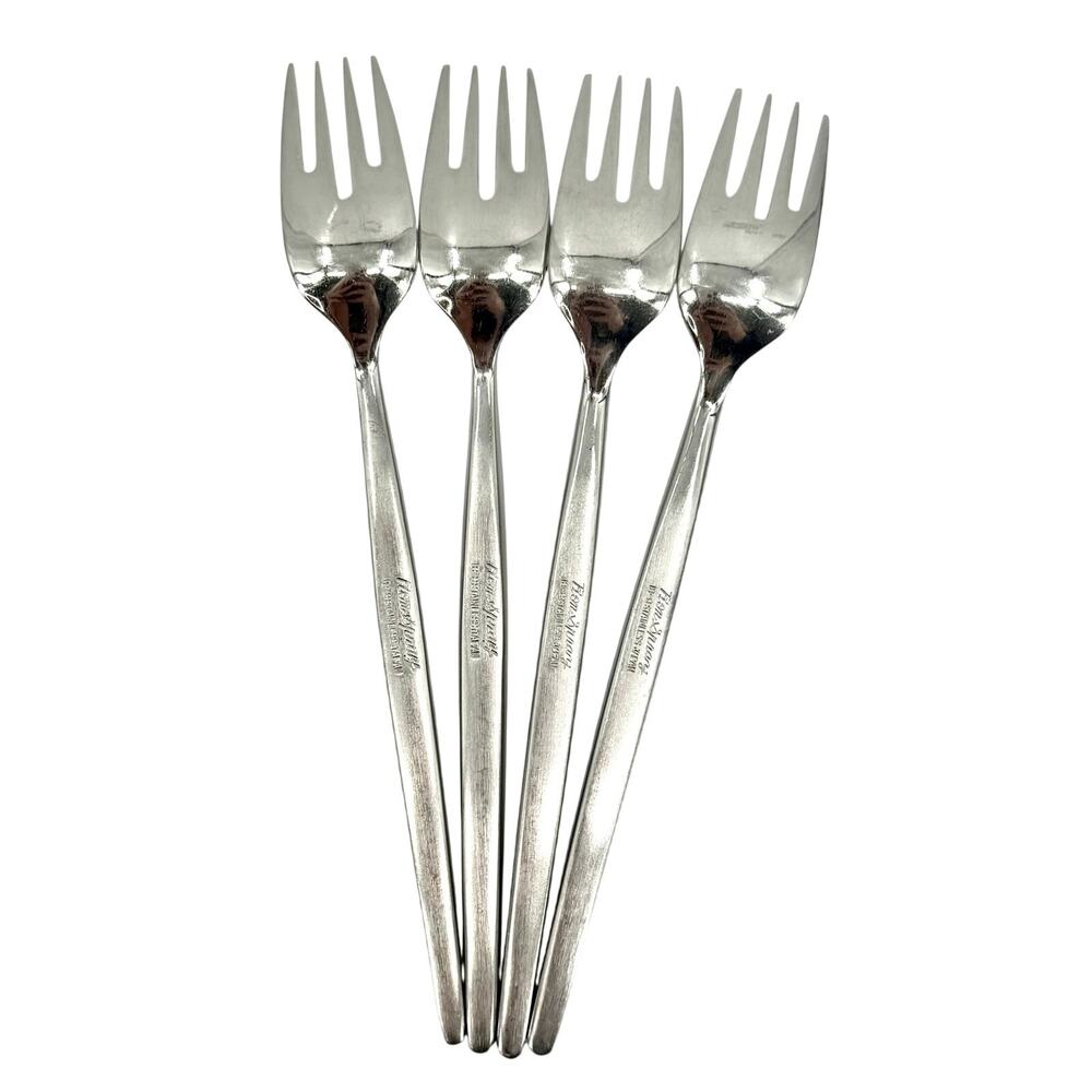 Vintage Ron Spray 18/8 Stainless Flatware Set of 4 Salad Forks 6 5/8” MCM Japan - Picture 2 of 6